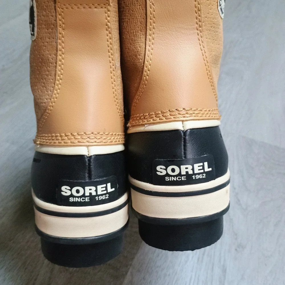 SOREL NL 1631-280 TIVOLI Waterproof Tan Black Fur Leather WINTER BOOTS 8.5